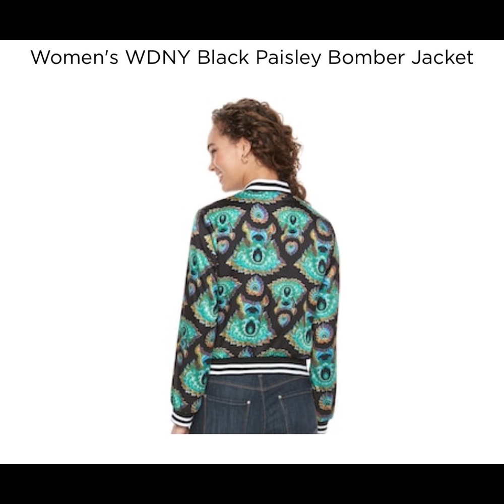 ⬇️WDNY Women's Paisley Bomber Jacket NWT - Picture 2 of 5